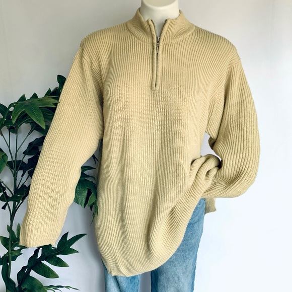 v i n t a g e :: Oversized Long Ribbed Natural Knit Sweater